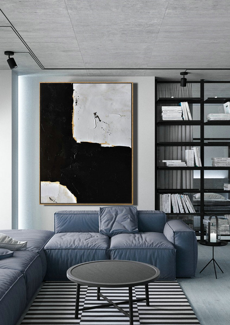 Large Abstract Painting On Canvas,Minimalist Painting On Canvas, Palette Knife Vertical Minimal Art - Size Extra Large Abstract Art